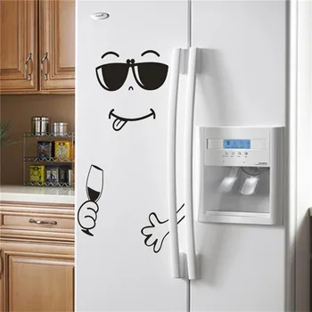 1ШТ Новых 4 стилей Наклейка на стену с улыбкой Счастливое вкусное лицо Наклейки на холодильник Вкуснятина для еды Украшение мебели Художественный плакат