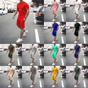 2023, Однотонные мужские 13-цветные летние шорты с коротким рукавом в Европе и Соединенных Штатах, новый спортивный костюм для отдыха, мужской костюм