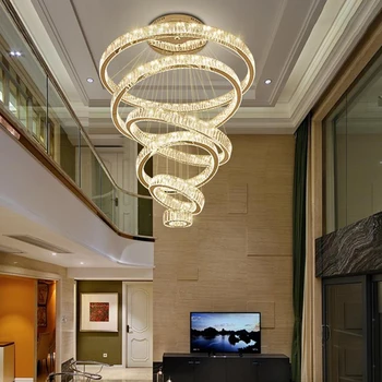 2023 Современная светодиодная хрустальная люстра гостиная вилла роскошная лестница хрустальная лампа большой светильник для домашнего декора с
