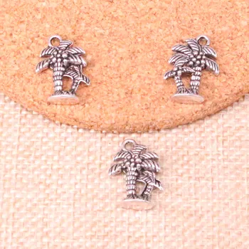 20шт Тибетская посеребренная пальма кокосовые подвески-талисманы для изготовления ювелирных изделий ручной работы 18*13 мм
