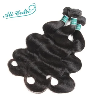 ALI GRACE Hair Индийская Объемная волна Волос Три пучка 100% Человеческих волос Remy Для наращивания Натуральный Цвет 10-28 дюймов