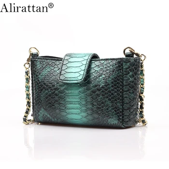 Alirattan Новые сумки со змеиным узором, высококачественная сумка через плечо с цепочкой из искусственной кожи, модная женская дорожная сумка, кошелек