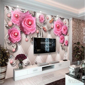 beibehang Пользовательские фотообои наклейки на стены изысканные роскошные трехмерные ювелирные изделия цветы мягкая сумка ТВ фон стены