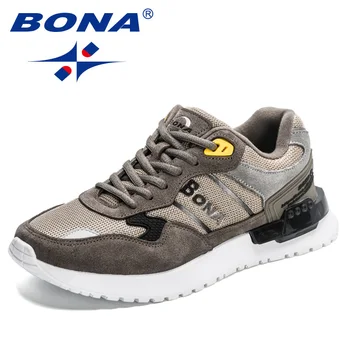 BONA 2023 Новая Дизайнерская Обувь для ходьбы, Модные Кроссовки, Кроссовки для бега, Мужская Дышащая легкая обувь, Повседневная Мужская платформа