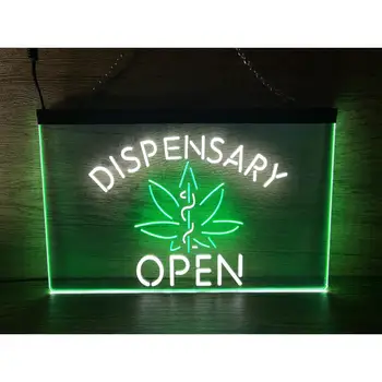 Dispensary Open Shop 2-Цветной Дисплей-Светодиодная Неоновая Вывеска Wall Art для Дома, Комнаты, Спальни, Офиса, Декора Фермерского дома