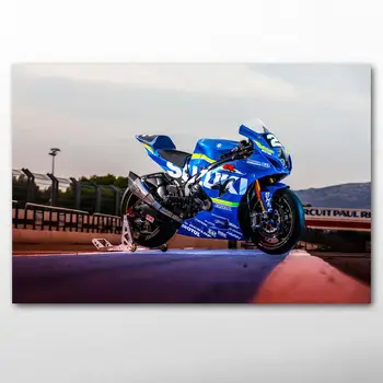 DIY Картины В Рамке Suzuki Blue Motorcycle Racing Superbike Спортивные Плакаты Холст Настенные Художественные Принты для Декора Гостиной