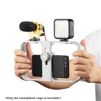 Godox VSS-RO1 Клетка для смартфона, Видеоустановка для телефона, ручной стабилизатор для телефона, рукоятка с держателем для телефона, крепления для холодного башмака с отверстиями для винтов 1/4 дюйма