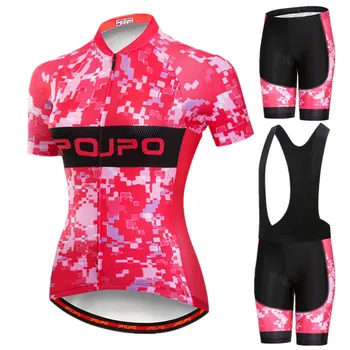 JPOJPO Розовая велосипедная одежда с коротким рукавом 2019 Pro Team, комплект из джерси для велоспорта, женская горная форма, велосипедная одежда, Велосипедная одежда