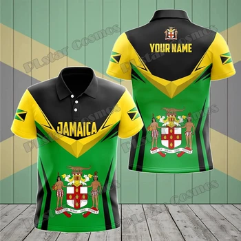 PLstar Cosmos Настраиваемое название Мужские рубашки поло с гербом и флагом Ямайки, напечатанные на 3D-принтере, Модная повседневная рубашка с коротким рукавом PLP14