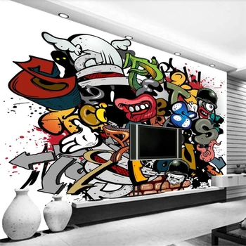 wellyu Индивидуальные большие фрески модное украшение дома красочный мультяшный граффити-бар KTV обои для рабочего стола papel de parede