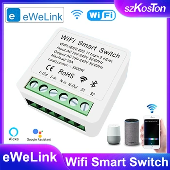 WiFi Mini DIY Smart Switch eWeLink 16A Модули автоматизации реле освещения, Беспроводное приложение, Дистанционное управление хронометражем, Работа с Alexa Google
