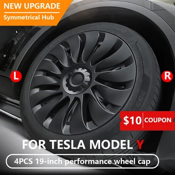 Автомобильные сменные колпачки 4ШТ, колпачок ступицы, полное покрытие обода, Аксессуары для Tesla Model Y, 19-дюймовые колпачки колес 2018-2023 гг.