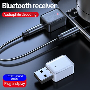 Автомобильный Bluetooth-Приемник 5,0 Адаптер 3,5 мм Разъемы AUX Для Автомобильных Динамиков Аудио Музыкальный Приемник Микрофон Громкой Связи HiFi One Key Bass