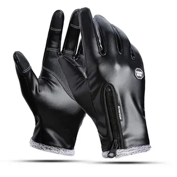 Ветрозащитные водонепроницаемые кожаные перчатки для женщин и мужчин с сенсорным экраном Теплые перчатки Simier Спортивные Лыжные велосипедные перчатки