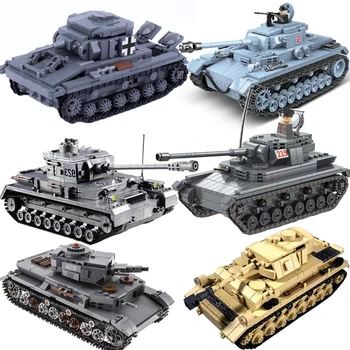 Военная немецкая модель танка 4 F2 Второй мировой войны, строительный блок, фигурки солдат, полицейских, броневик, армейский автомобиль, кирпичи, детские подарки для мальчика