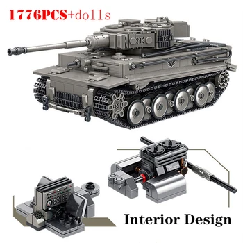 Военный немецкий тяжелый танк Tiger I Leopard 2A7, строительные блоки, армейское оружие Второй мировой войны, кирпичи, детские Игрушки, подарки для мальчиков
