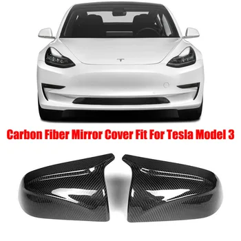 Глянцевая крышка для замены зеркал заднего вида боковой двери автомобиля из углеродного волокна, установленная для Tesla Model 3 2017-2020