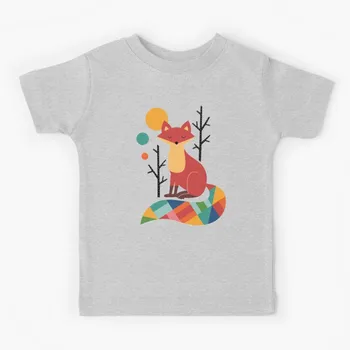 Детская футболка Rainbow Fox, одинаковые футболки для всей семьи, футболки с короткими рукавами для мальчиков и девочек, летние детские футболки-хипстеры, топы, тройники