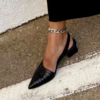 Женская обувь 2023 года, Весенне-Осенняя Уличная Универсальная, Простая и элегантная, На толстом каблуке С острым Мелким носком, с Открытым носком, На высоких каблуках