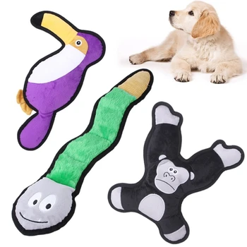 Игрушка для собак, Пищащая Плюшевая игрушка, мягкая игрушка для животных, жевательная игрушка для маленьких и средних собак, милая змея / Попугаи / Шимпанзе
