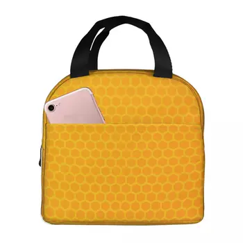 Изолированный ланч-бокс с термоизоляцией, абстрактные шестиугольные сумки-тоут, сумка-холодильник для ланч-бокса для пикника