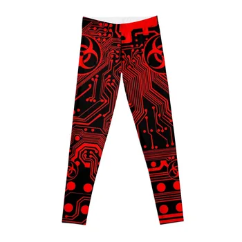 Красная биологическая опасность (Cybergoth) Леггинсы, спортивные штаны
