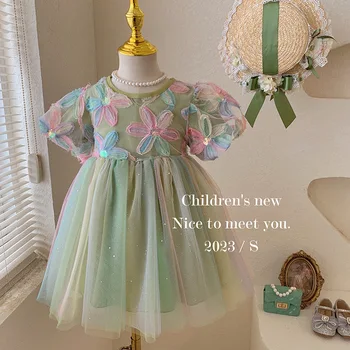 Летнее платье для девочек Детское повседневное платье для девочек Праздничный костюм принцессы для девочек Вечерние платья Сетчатая одежда для девочек