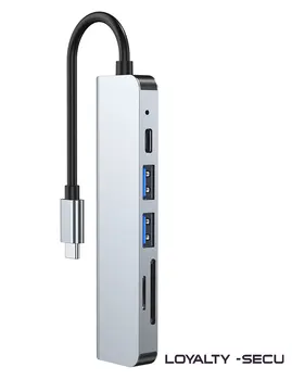 ЛОЯЛЬНОСТЬ-SECU 6-в-1 USB-C концентратор Type C-HDMI Многофункциональная док-станция для ноутбуков MacBook и MateBook