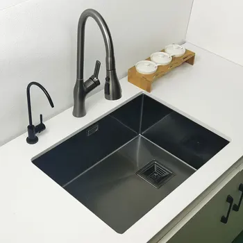 Нано черная кухонная раковина над прилавком или выносными раковинами для мытья овощей раковина для мытья посуды из нержавеющей стали 304 с одной чашей кухонная раковина