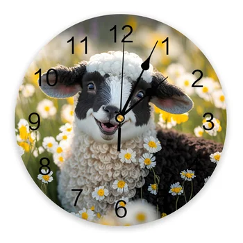 Настенные часы на ферме с овечьими маргаритками, Современный дизайн, украшение гостиной, Бесшумные часы для кухни, Домашний декор