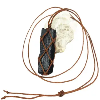 Натуральное черное ожерелье Ювелирные изделия из минерального камня Omen Подвеска из кварцевого кристалла для мужчин Подарки неправильной формы