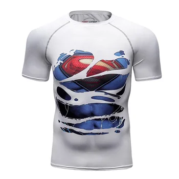 Новая мужская спортивная рубашка с коротким рукавом, мужские быстросохнущие футболки для ММА, Компрессионные колготки, Мужские футболки с 3D принтами, спортивные топы, Спортивные залы, Бодибилдинг, Рашгард