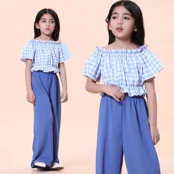 новая однотонная детская одежда с коротким воротником для девочек, летний костюм 2022 года, средние и большие детские штаны для отдыха, комплект из двух предметов