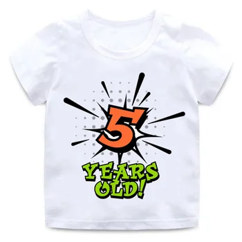 Новая футболка с надписью 1-5 для мальчиков и девочек на день рождения, детская летняя одежда для родителей и детей, подарок на день рождения, цифровая футболка