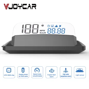 Новейшее HD-зеркало Vjoycar, спидометр HUD, автомобильный проектор, отображение скорости, км/ч, высоты, времени, превышения скорости, сигнализация цифровой электроники