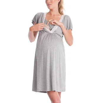 Новое модное многофункциональное платье для беременных и кормящих с кружевными вставками, пижамы для беременных, одежда для кормления, повседневная одежда для кормления