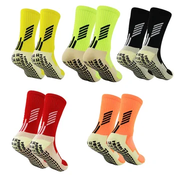 Новые силиконовые Мужские Женские Спортивные нескользящие футбольные носки для соревнований, тренировочные дышащие футбольные носки, впитывающие пот