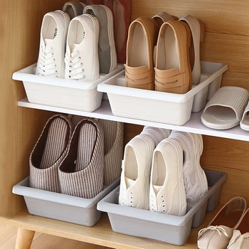Органайзеры для макияжа, компактная подставка для обуви, Органайзер для обувного шкафа, держатель для обуви в общежитии, коробка для хранения обуви