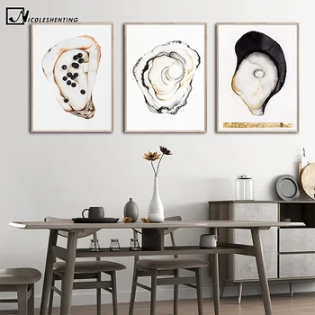 Печать плаката с едой в виде ракушки Кухонная живопись на холсте в скандинавском минималистичном стиле Настенные художественные картины Современное украшение ресторана