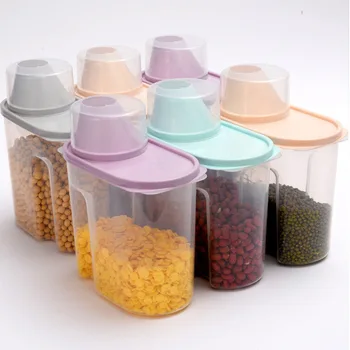 Пластиковый ящик для хранения крупы, Кухонный контейнер для зерна, риса, Кухонный ящик для хранения риса, муки, зерна с крышкой