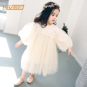 Платье для маленьких девочек, Милое кружевное платье с короткими рукавами для маленьких девочек, Весеннее Детское платье Принцессы для маленьких девочек