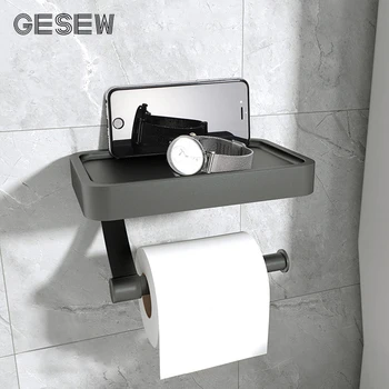 Полки для салфеток GESEW для ванной комнаты, настенный стеллаж для хранения рулонной бумаги, органайзер для телефона, Алюминиевые аксессуары для ванной комнаты