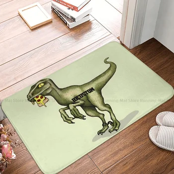Противоскользящий коврик с динозавром, коврик для гостиной, динозавр-хищник, поедающий кусочек пиццы, ковер для прихожей, коврик для входной двери, декор для спальни