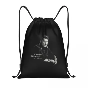 Рюкзак Johnny Hallyday на шнурке, женский мужской рюкзак для спортзала, складная сумка для покупок из Франции Mucisian