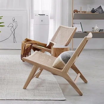 Скандинавский ротанговый стул шезлонг одинарный ротанговый стул ротанговый диван кресло балкон ленивый диван со спинкой кресло для отдыха дизайнерское кресло
