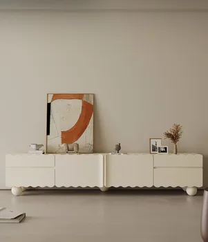 Современный минималистичный шкаф для телевизора в скандинавском стиле, бежево-белая гостиная, домашний расписной шкаф для пола