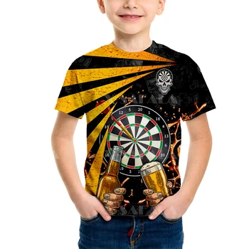Спортивная футболка для любителей дартса для мальчиков, топы с короткими рукавами, детская одежда для девочек, летняя футболка, одежда для малышей от 2 до 8 лет-12