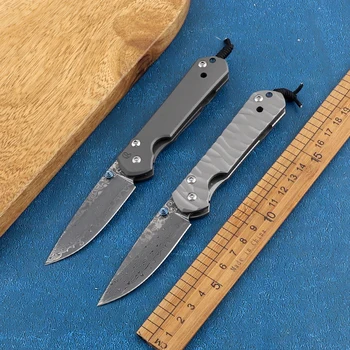 Тактический маленький складной нож Sebenza из дамасской стали с титановой ручкой для выживания в кемпинге на открытом воздухе, для охоты, для защиты, ручной инструмент, нож