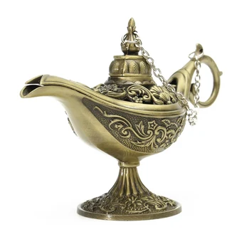 Традиционная Выдалбливаемая Сказочная Волшебная лампа Аладдина, чайный горшок, Джинновая лампа, Винтажная Ретро-игрушка для украшения домашнего декора