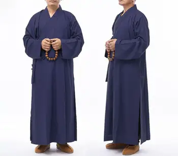 Унисекс из плотного хлопка, весна и осень, костюмы буддийского дзен шаолиньского монаха кунг-фу, униформа будды, одежда для мирской медитации, халат синего цвета